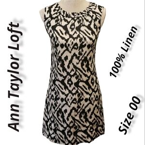 Ann TAYLOR LOFT Linen Sleeveless Shift Dress sz 00 EUC